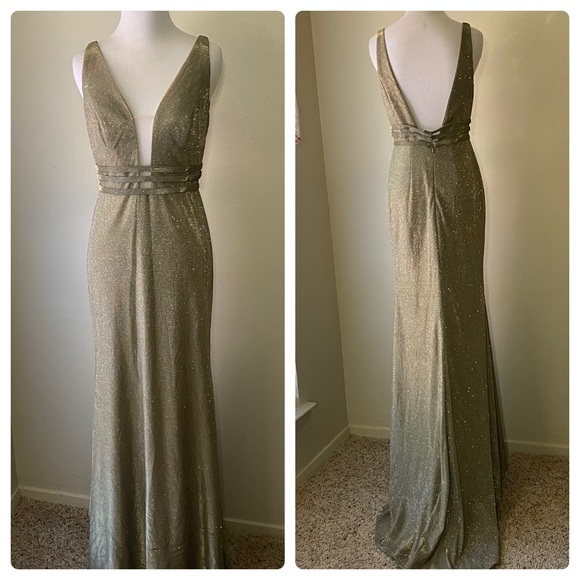 Viola Chan Dresses & Skirts - VC By Viola Chan Gold Sparkle Long Dress w Train 6